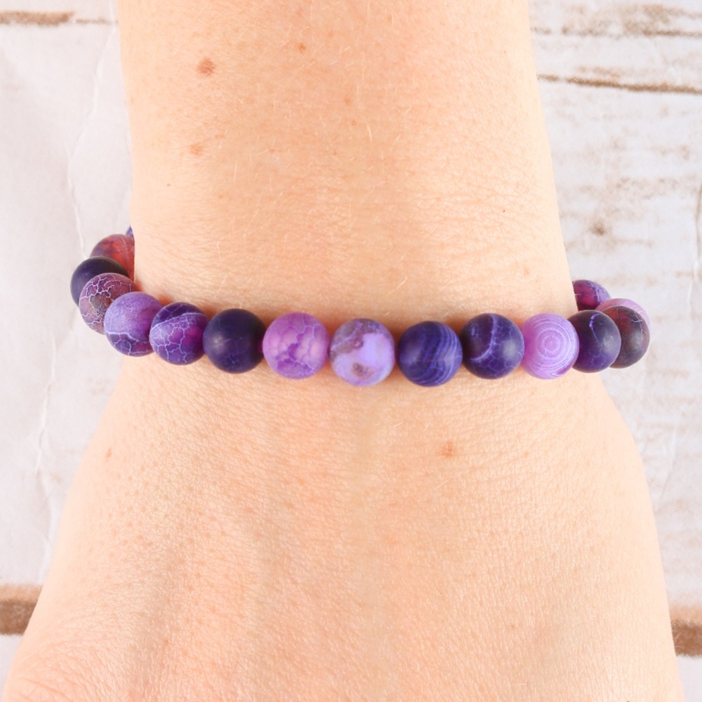 Violet Beaded Bracelet Hematite w/Crystal Accent